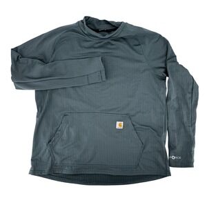 Carhartt Force Mens Relaxed Fit Long Sleeve Grid Mock Neck Pocket Shirt Grey L